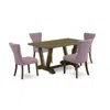 East West Furniture 5-piece Dining Table Set Included 4 Kitchen Dining Chairs Upholstered Seat And High Button Tufted Ch