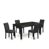 East West Furniture 5 Piece Dinner Table Set In Black