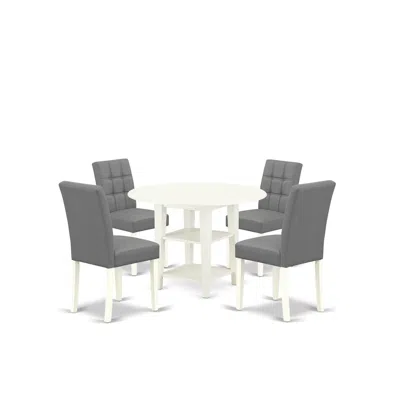 East West Furniture 5 Piece Dinner Table Set In Gray