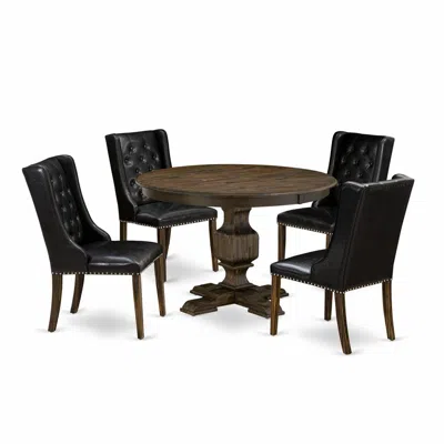 East West Furniture 5 Piece Dinner Table Set In Black