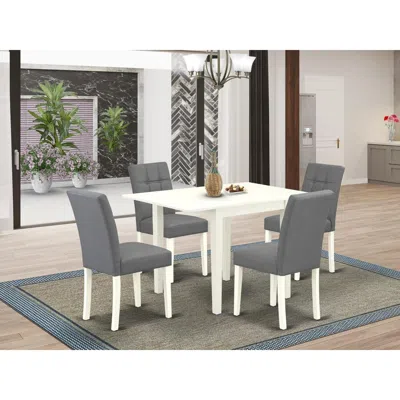 East West Furniture 5 Piece Dinner Table Set In Brown