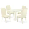 East West Furniture 5-piece Dinner Table Set-a Mid Century Modern Table And 4linen Fabricdining Chairs With Button Tufte