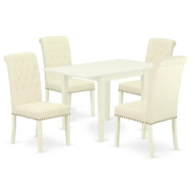 East West Furniture 5-piece Dinner Table Set-a Mid Century Modern Table And 4linen Fabricdining Chairs With Button Tufte
