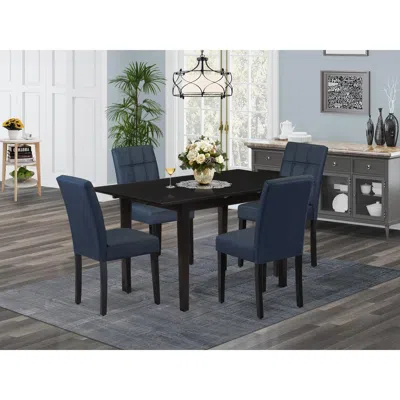 East West Furniture 5 Piece Dinner Table Set Consists A Dining Table In Blue