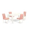 East West Furniture 5 Piece Dinner Table Set Consists A Mid-century Dining Table In Pink