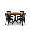 East West Furniture 5-piece Dinning Table Set Consists Of A Dining Table And 4 Wood Kitchen Chairs With Slatted Back - B