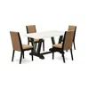 East West Furniture 5-piece Fashionable Dining Room Set A Good Linen White Wood Table Top And 4 Stunning Linen Fabric Ki In Multi