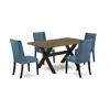 East West Furniture X676fl121-5 5-piece Fashionable Dining Room Table Set A Good Distressed Jacobean Dining Room Table T In Blue