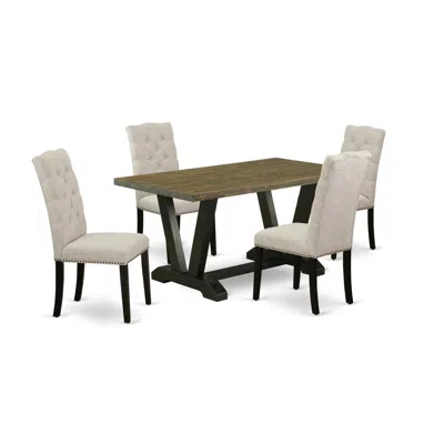 East West Furniture 5-piece Kitchen Dinette Set In Black