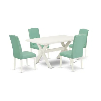 East West Furniture 5-piece Kitchen Dinette Set In Blue