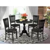 East West Furniture 5-piece Kitchen Dining Set- 4 Dining Chair And Modern Round Dining Table - Wooden Seat And Slatted C