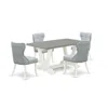 East West Furniture 5-piece Kitchen Dining Set- 4 Dining Chair With Baby Blue Linen Fabric Seat And Button Tufted Chair  In Multi