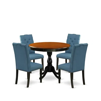East West Furniture 5-piece Kitchen Dining Table Set In Blue