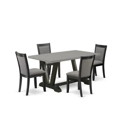 East West Furniture 5 Piece Kitchen Dining Table Set In Gray