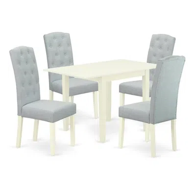 East West Furniture 5-piece Kitchen Dining Table Set-a Wooden Kitchen Table And 4linen Fabricmodern Chairs With Button T In Multi
