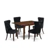 East West Furniture 5 Piece Kitchen Set Consists Of A Rectangle Dining Table With Butterfly Leaf In Black