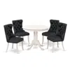 East West Furniture 5 Piece Kitchen Set Contains A Round Dining Table With Pedestal In Black