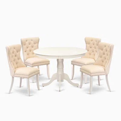 East West Furniture 5 Piece Kitchen Table & Chairs Set In White