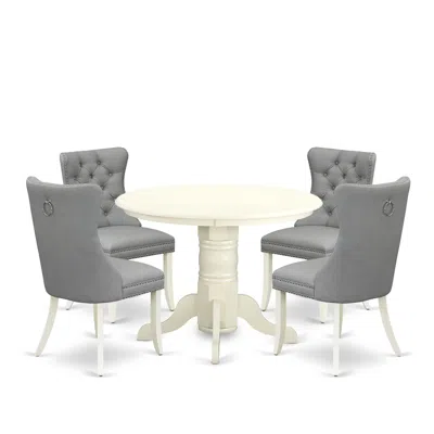 East West Furniture 5 Piece Kitchen Table & Chairs Set In Gray