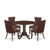 East West Furniture 5 Piece Kitchen Table & Chairs Set In Brown