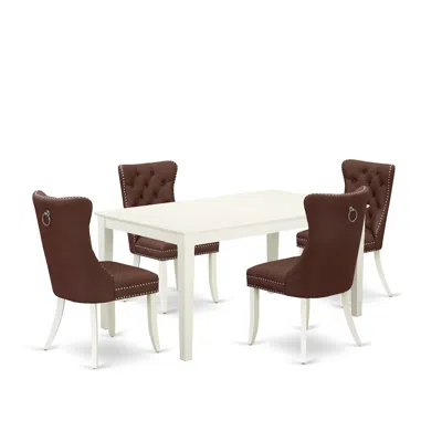 East West Furniture 5 Piece Kitchen Table & Chairs Set In Burgundy