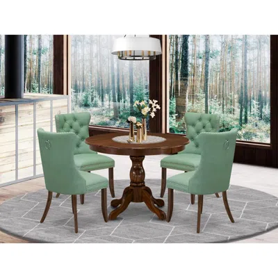 East West Furniture 5 Piece Kitchen Table & Chairs Set In Green