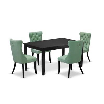 East West Furniture 5 Piece Kitchen Table & Chairs Set Contains A Rectangle Dining Table In Green