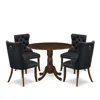 East West Furniture 5 Piece Kitchen Table & Chairs Set Contains A Round Dining Table With Dropleaf
