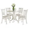 East West Furniture 5 Piece Kitchen Table & Chairs Set Includes A Round Dining Room Table With Dropleaf And 4 Dining Cha