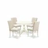 East West Furniture 5 Piece Kitchen Table Set - Linen White Dining Room Table And 4 Light Beige Linen Fabric Kitchen Cha In Neutral
