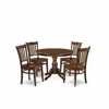 East West Furniture 5 Piece Kitchen Table Set - Mahogany Kitchen Table And 4 Mahogany Wooden Dining Chairs In Brown