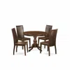 East West Furniture 5 Piece Kitchen Table Set - Mahogany Wood Dining Table And 4 Mahogany Dining Room Chairs In Brown