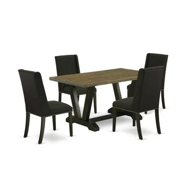 East West Furniture 5-piece Kitchen Table Set In Black