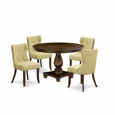 East West Furniture 5-piece Kitchen Table Set In Yellow