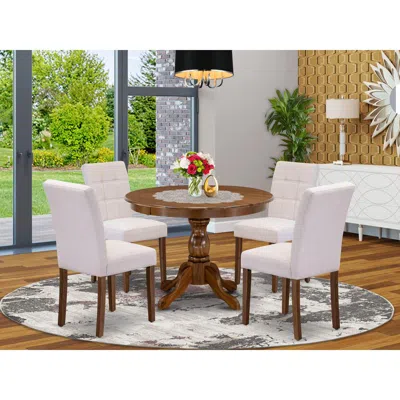 East West Furniture 5 Piece Kitchen Table Set In White