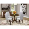 East West Furniture 5 Piece Kitchen Table Set Contains 1 Drop Leaves Wooden Table And 4 Grey Linen Fabric Parson Dining 