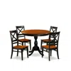 East West Furniture 5-piece Kitchen Table Set Contains A Kitchen Table And 4 Wooden Chairs With X Back - Black Finish