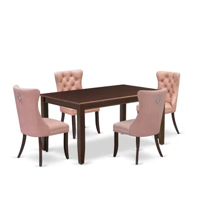 East West Furniture 5 Piece Kitchen Table Set Contains A Rectangle Dining Table In Brown