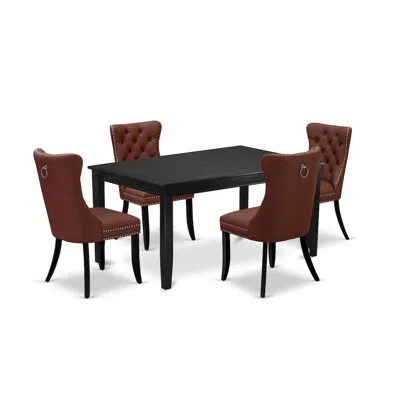 East West Furniture 5 Piece Kitchen Table Set Contains A Rectangle Dining Table