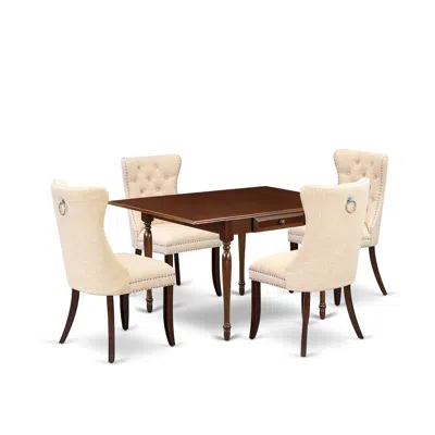 East West Furniture 5 Piece Kitchen Table Set Contains A Rectangle Dining Table With Dropleaf In Neutral