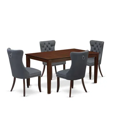 East West Furniture 5 Piece Kitchen Table Set Contains A Rectangle Modern Dining Table In Multi