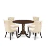 East West Furniture 5 Piece Kitchen Table Set Contains A Round Dining Table With Dropleaf In Neutral