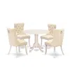 East West Furniture 5 Piece Kitchen Table Set Contains A Round Dining Table With Dropleaf In Neutral