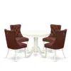 East West Furniture 5 Piece Kitchen Table Set For Small Spaces Contains A Round Dining Table In Red