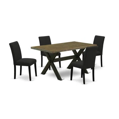 East West Furniture 5-piece Kitchen Table Set Includes 4 Parson Dining Chairs With Upholstered Seat And High Back And A  In Multi