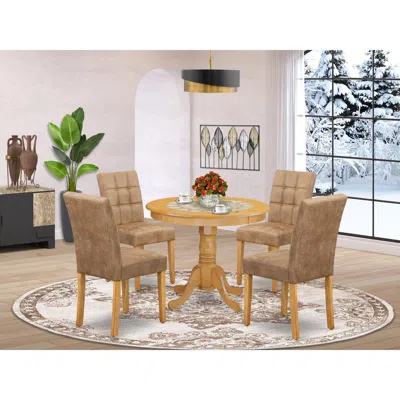 East West Furniture 5 Piece Mid Century Dining Set In Neutral