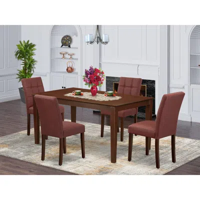 East West Furniture 5 Piece Mid Century Dining Set Contain A Dining Table In White