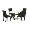 East West Furniture 5-piece Mid Century Dining Table Set In Black