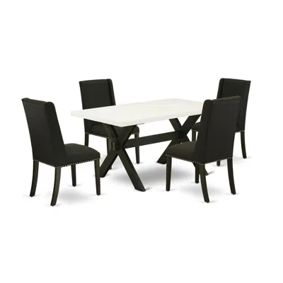 East West Furniture 5-piece Mid Century Dining Table Set In Black