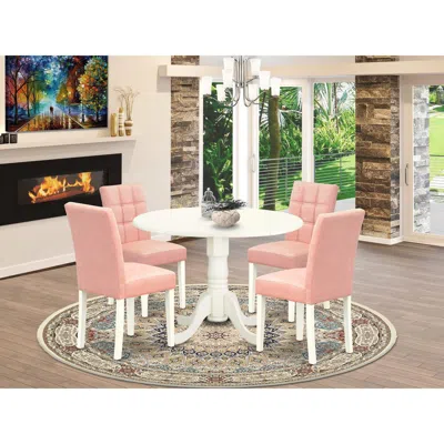 East West Furniture 5 Piece Mid Century Dining Table Set Contain A Kitchen Table In Pink